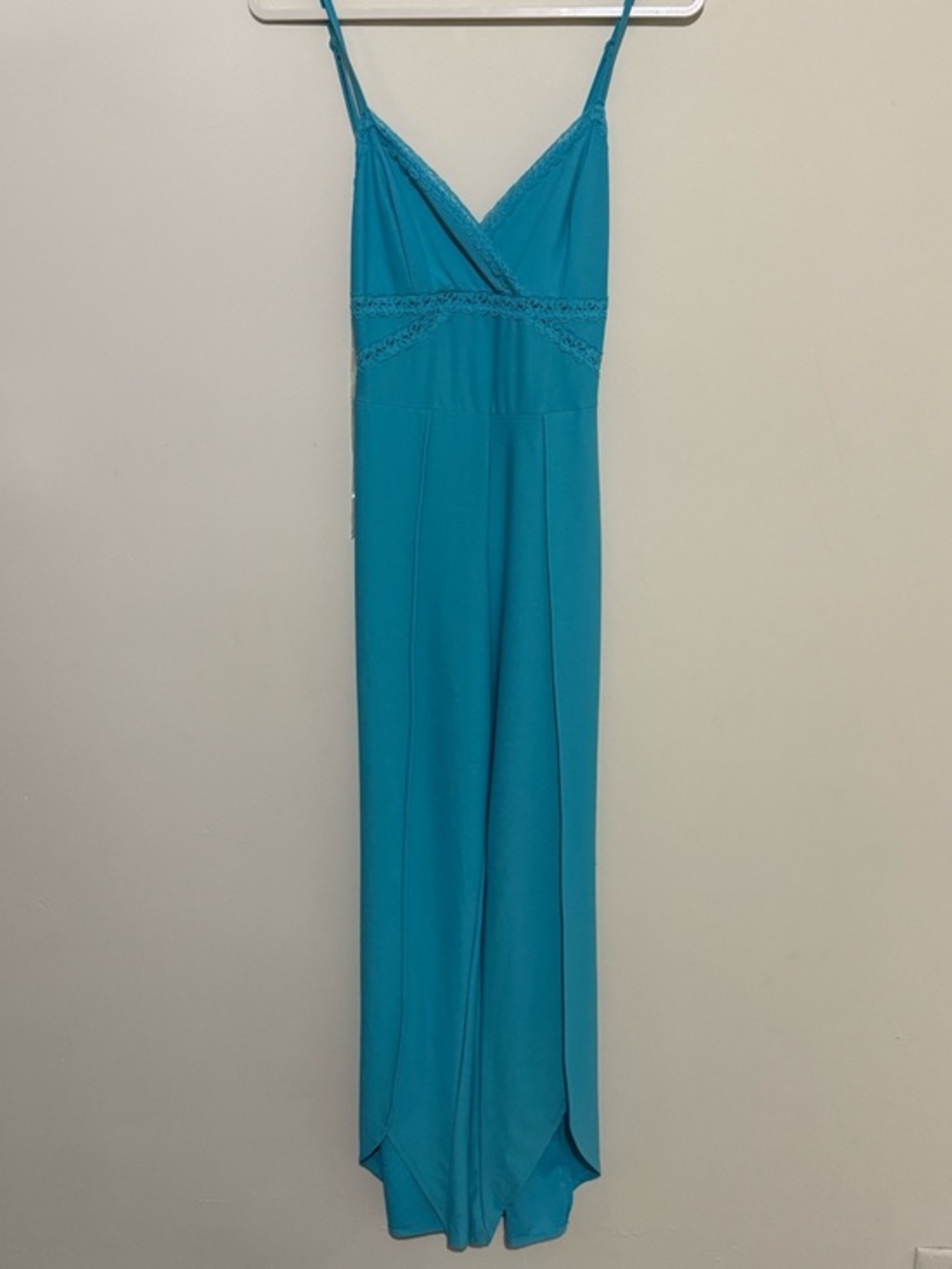 BONGO Turquoise Blue Lace-Trim jumpsuit